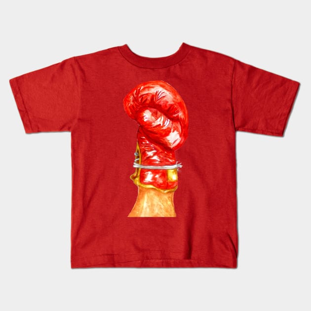 Red Boxing Glove Kids T-Shirt by AnnArtshock